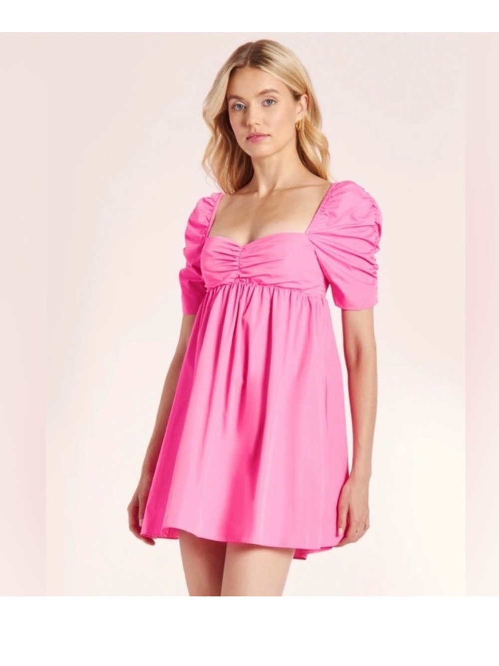 Amanda Uprichard Babydoll Mini Dress in Hot Pink